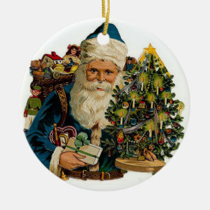 Prydnad för vintage för VictorianSanta bärande Julgransprydnad Keramik