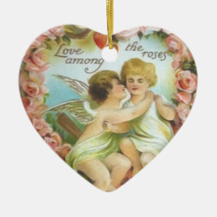 Prydnad för vintageCupidsvalentin Julgransprydnad Keramik