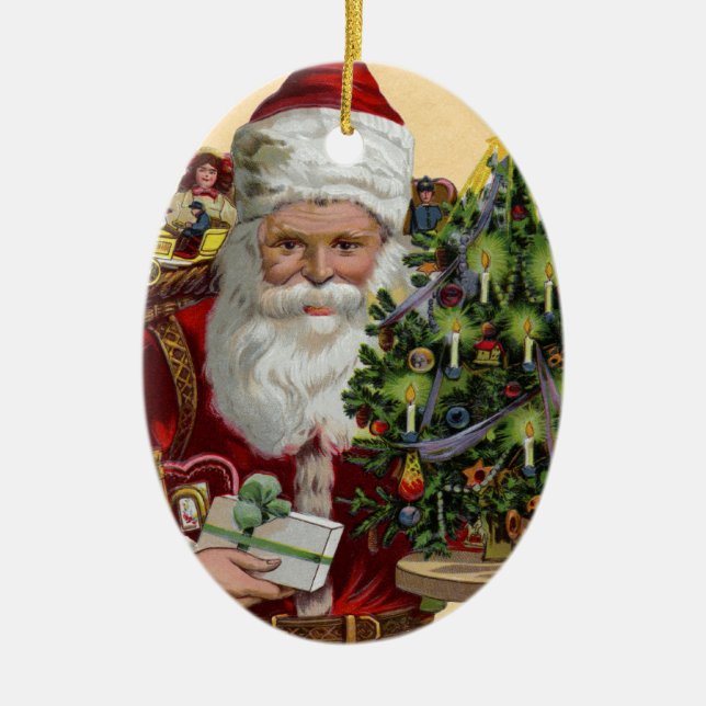 Prydnad för vintageSanta jul Julgransprydnad Keramik (Framsidan)