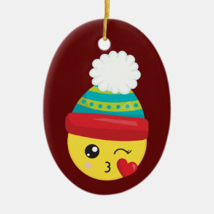 Prydnad för vinterhattEmoji jul Julgransprydnad Keramik
