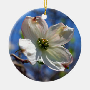 Prydnad för vitDogwoodblomma Julgransprydnad Keramik