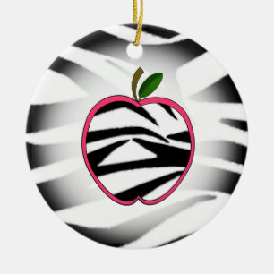 Prydnad för zebra tryckApple lärare Julgransprydnad Keramik
