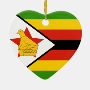 Prydnad för Zimbabwe flaggahjärta Julgransprydnad Keramik