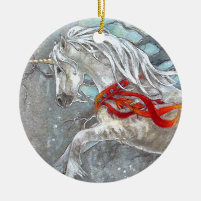 Prydnad - helgdagUnicorn Julgransprydnad Keramik (Framsidan)