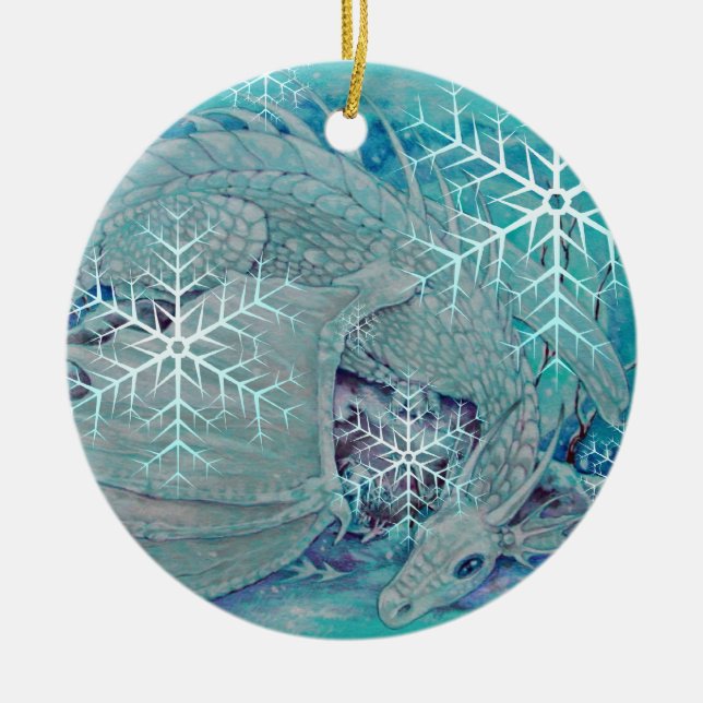 Prydnad - helgdagvinterdrake julgransprydnad keramik (Framsidan)