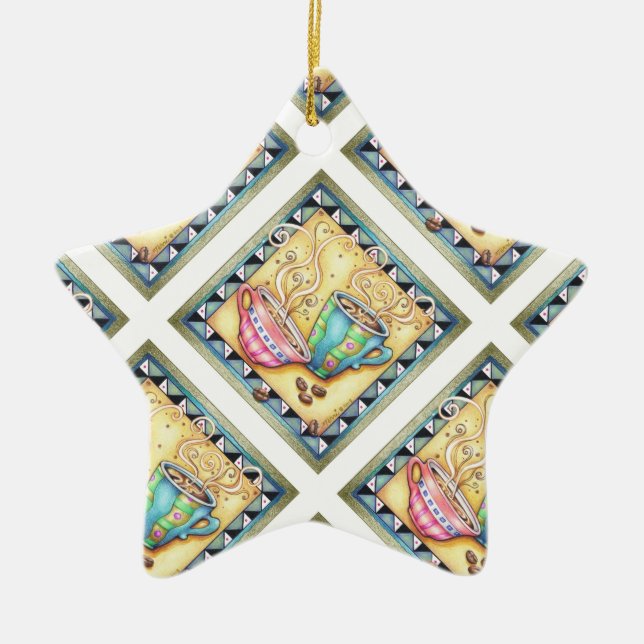 PRYDNAD - KALLA BÖNOR! KAFFEKONST JULGRANSPRYDNAD KERAMIK (Framsidan)