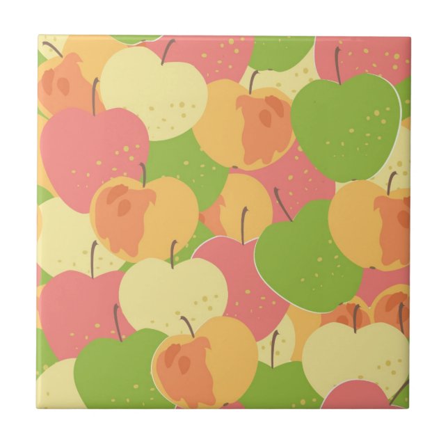 Prydnad med äpplen kakelplatta (Framsidan)