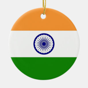 Prydnad med flagga av Indien Julgransprydnad Keramik