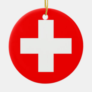 Prydnad med flagga av Schweitz Julgransprydnad Keramik