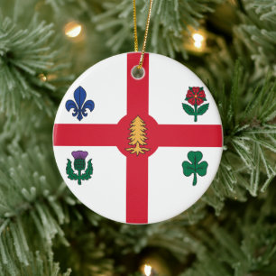 Prydnad med flagga från Montréal, Kanada Julgransprydnad Keramik
