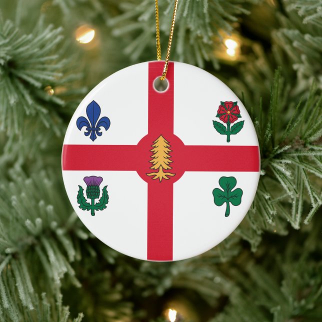 Prydnad med flagga från Montréal, Kanada Julgransprydnad Keramik (Träd)