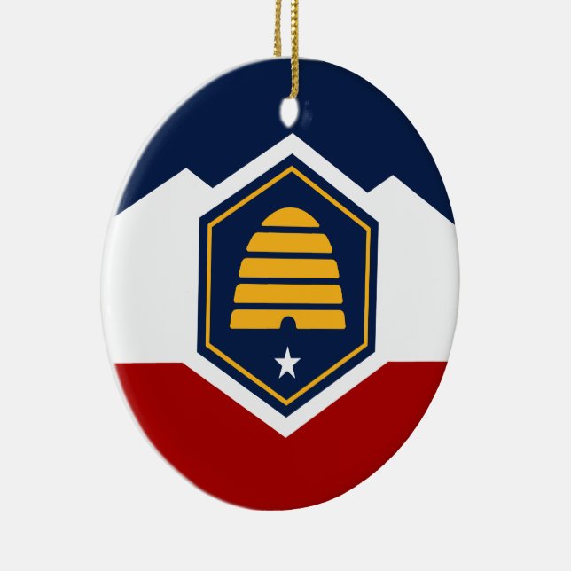 Prydnad med Utahs flagga, USA Julgransprydnad Keramik (Höger)