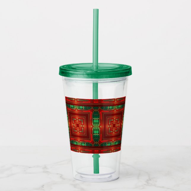Prydnad mönster i färgat glas akrylmugg (Framsida)