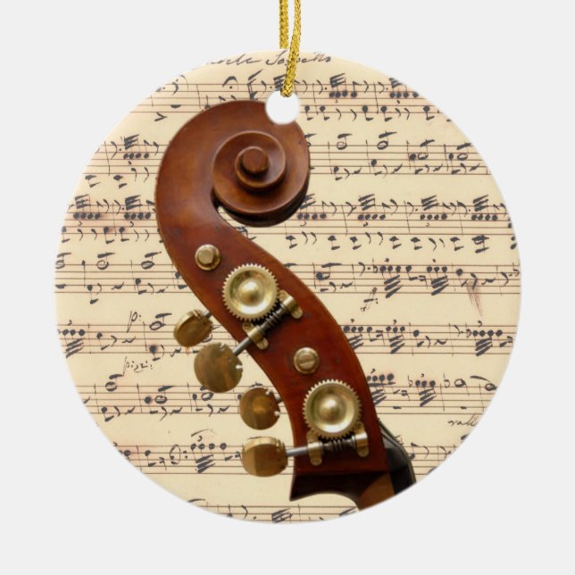 Prydnad - rulla med notblad julgransprydnad keramik (Framsidan)