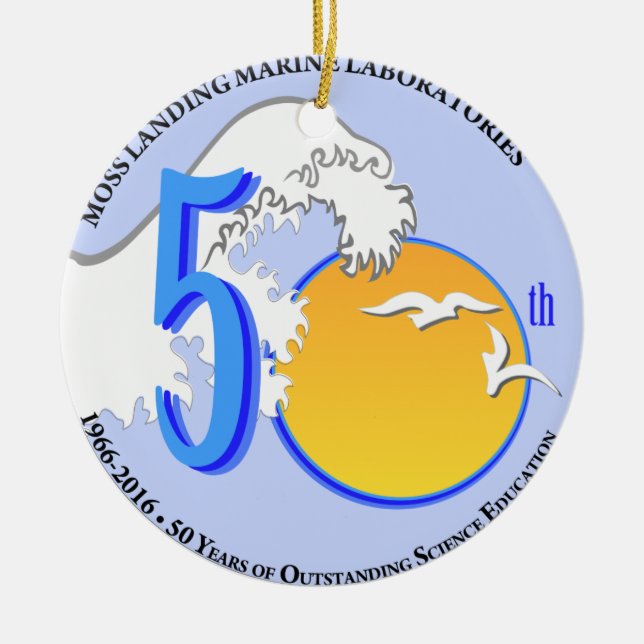 Prydnad: Rundan för MLML 50th vinkar/solen Julgransprydnad Keramik (Framsidan)