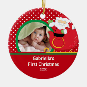 Prydnad Santa för Babys första julfoto Julgransprydnad Keramik