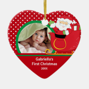 Prydnad Santa för Babys första julfoto Julgransprydnad Keramik