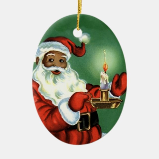 Prydnad Santa för vintageafrikansk amerikanjul Julgransprydnad Keramik (Framsidan)