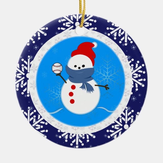 Prydnad - Santa snögubbebaseball Julgransprydnad Keramik (Framsidan)