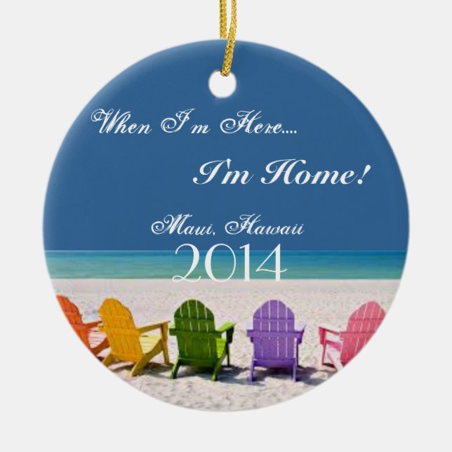 PRYDNAD Souveneir för GÅVA för Maui Hawaii Julgransprydnad Keramik (Framsidan)
