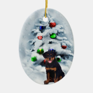 Prydnadar för gåvor för Rottweiler valpjul Julgransprydnad Keramik
