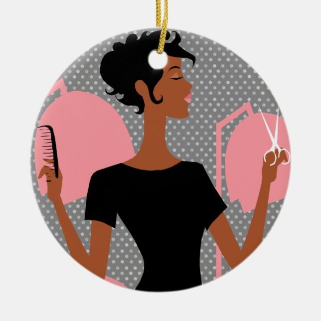 Prydnadar för jul för hårstylist keramiska julgransprydnad keramik (Framsidan)