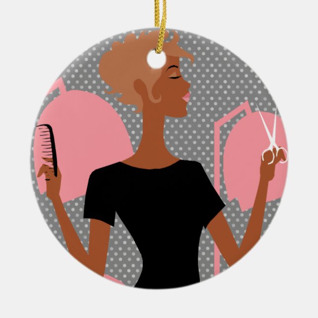 Prydnadar för jul för hårstylist keramiska julgransprydnad keramik (Framsidan)