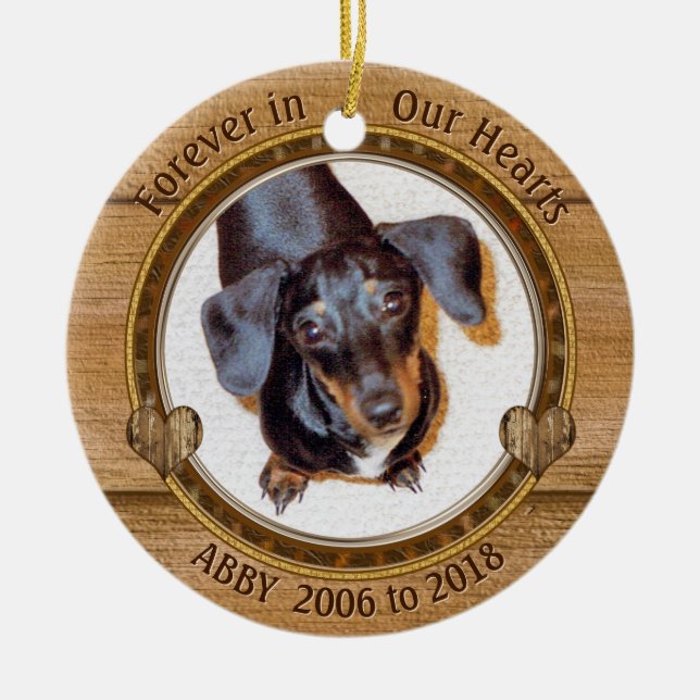 Prydnadar för julgran för anpassadehund minnes- julgransprydnad keramik (Framsidan)