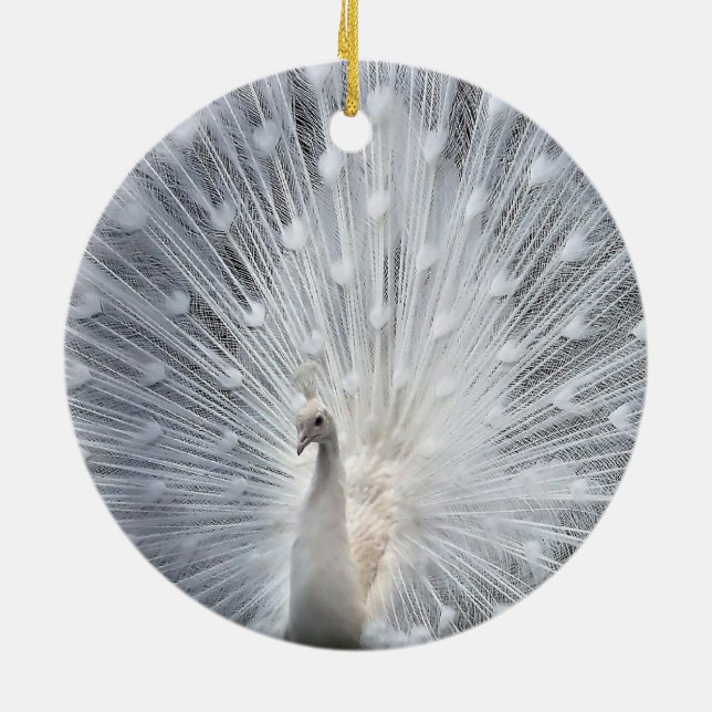 Prydnadar för påfågel för vitjulvit julgransprydnad keramik (Baksidan)