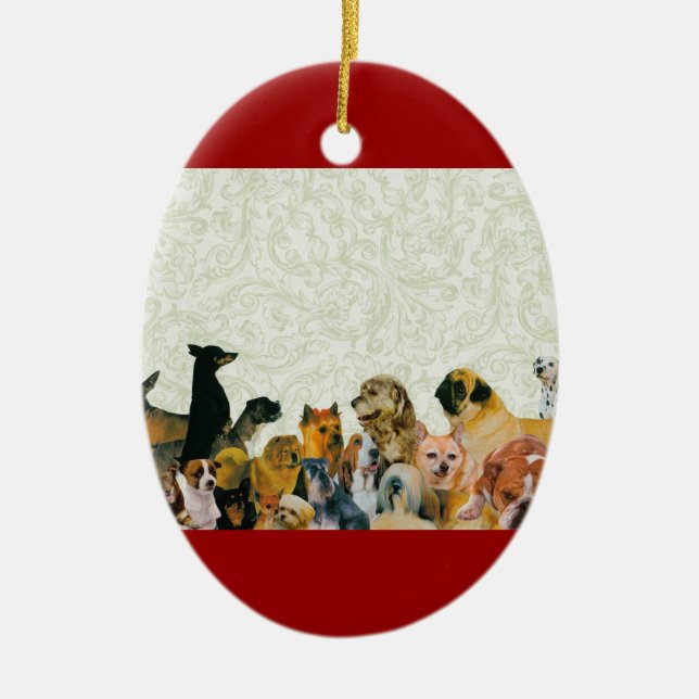 Prydnadar för raddahundCollage Julgransprydnad Keramik (Framsidan)