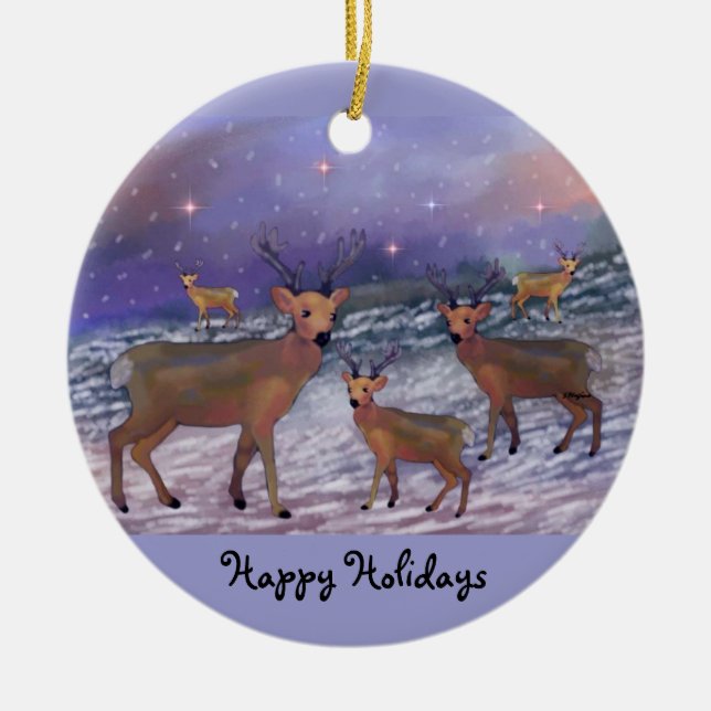 Prydnadar för renSnowfallhelgdag Julgransprydnad Keramik (Framsidan)