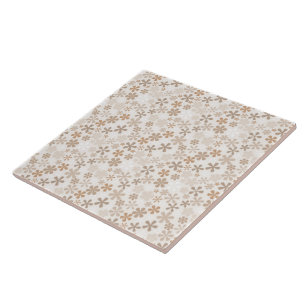 Prydnadblommor Beige Blommig Estetik Ditsy Tan Kakelplatta