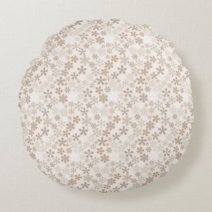 Prydnadblommor Beige Blommig Estetik Ditsy Tan Rund Kudde