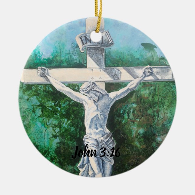 Prydnader John 3:16 tro kyrka pastor  Julgransprydnad Keramik (Framsidan)