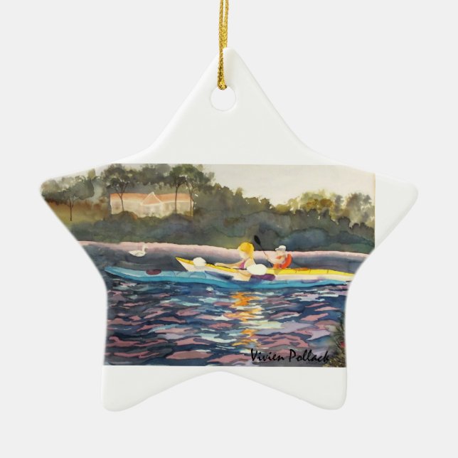 Prydnadnaturs bäst kajak för ögonblick julgransprydnad keramik (Framsidan)