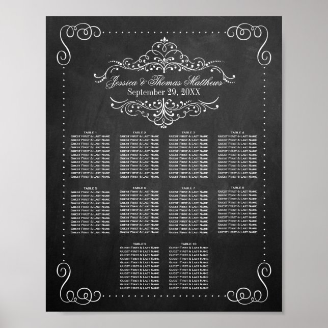 Prydnads- svängig kritskrifts- bröllops- sittplats poster (Framsidan)