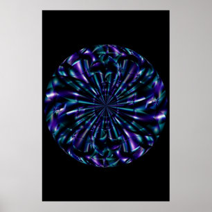 prydnadsdjur Blått och Lila Fractal Art Poster