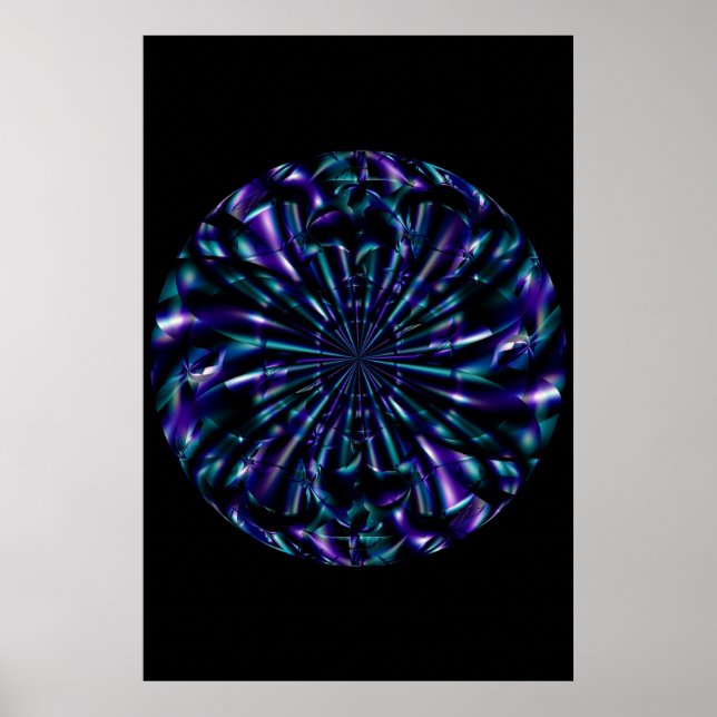 prydnadsdjur | Blått och Lila Fractal Art Poster (Framsidan)