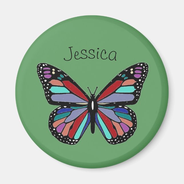 Prydnadsfärgad fjärilspersonaliserad magnet (Framsidan)