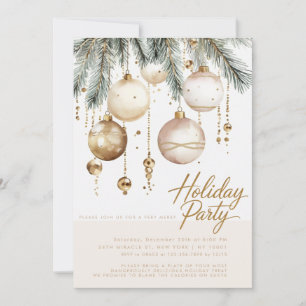 prydnadsföremål i guld Baubles jul Party Inbjudningar