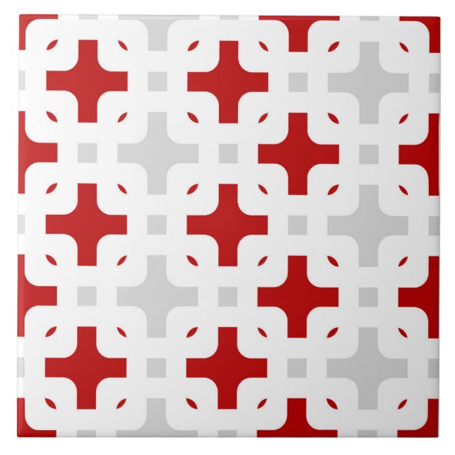 Prydnadsföremål, modern, burgundisk, vit, lätt grå kakelplatta (Framsidan)