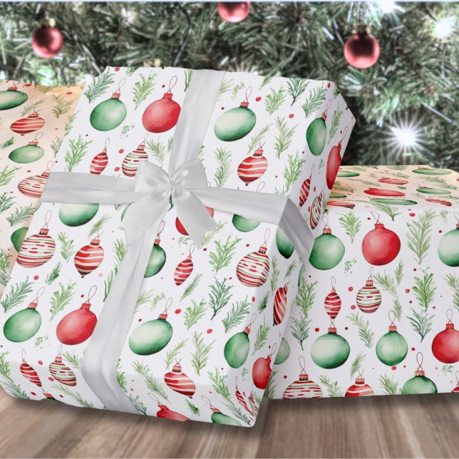 Prydnadsföremål Mönster jul Presentpapper (Cute Festive Holiday Greenery Ornaments Christmas Wrapping Paper)