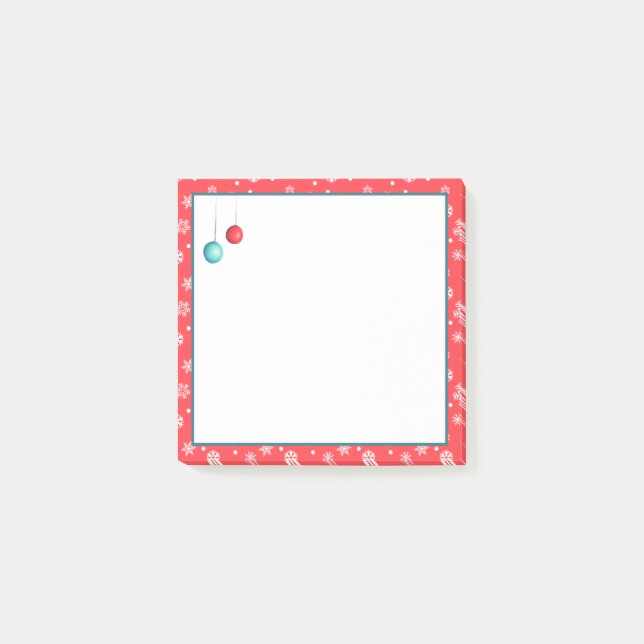 Prydnadsföremål och Snöflingor-jul Post-it Block (Framsida)