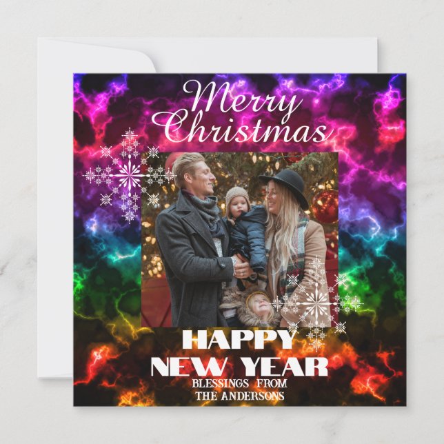 Prydnadsfoto i flera färger julkort (Framsida)