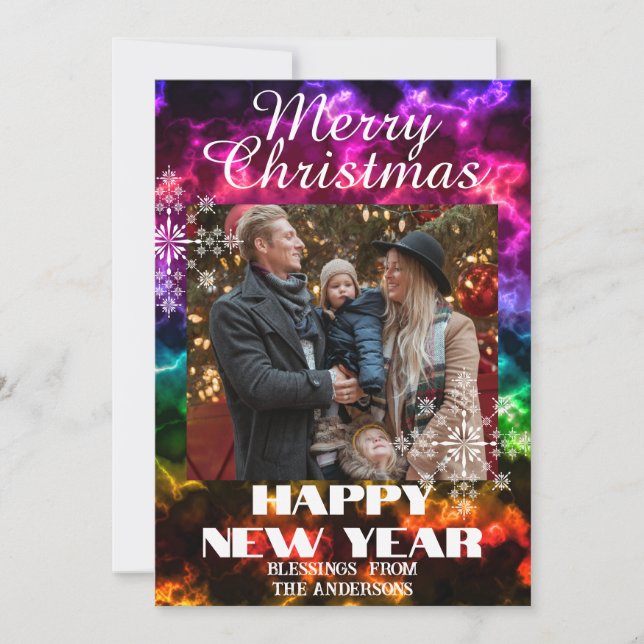 Prydnadsfoto i flera färger julkort (Framsida)