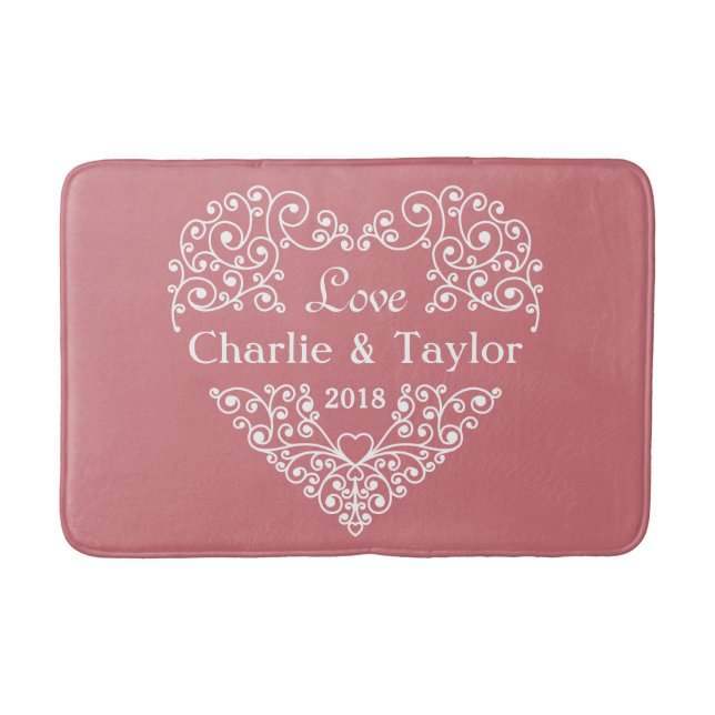 Prydnadshjärtans egna namn och årliga badmöss badrumsmatta (Framsidan)