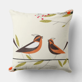 Prydnadskudde med fantasifulla fåglar