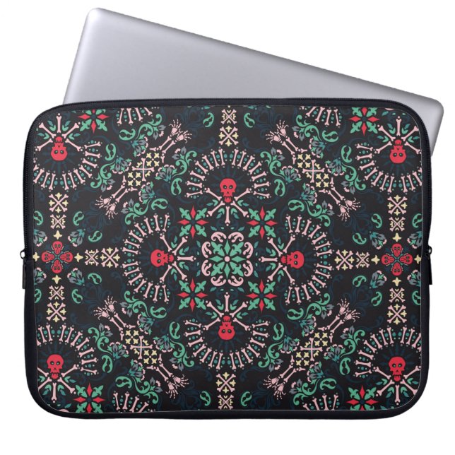 prydnadsmålning, döskallar och ben Bandana Print,f Laptop Fodral (Framsidan)