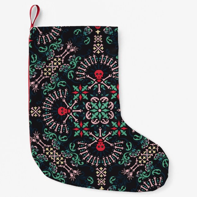 prydnadsmålning, döskallar och ben Bandana Print,f Liten Julstrumpa (Framsidan)