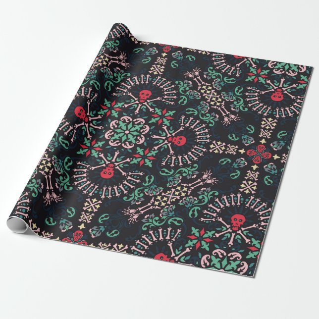 prydnadsmålning, döskallar och ben Bandana Print,f Presentpapper (Utrullad)